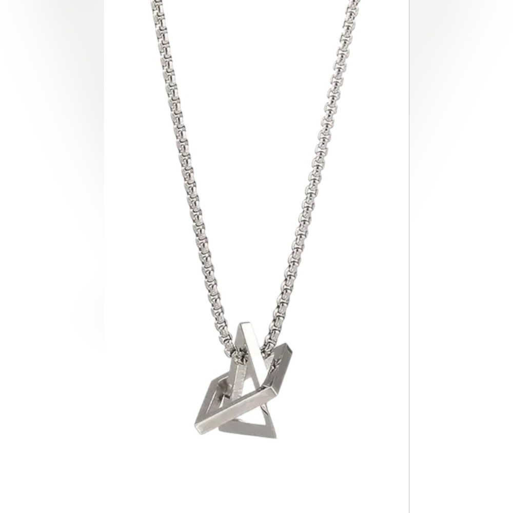 New Stainless Steel Geometric Pendant Necklace Triangle/square - Picture 1 of 5